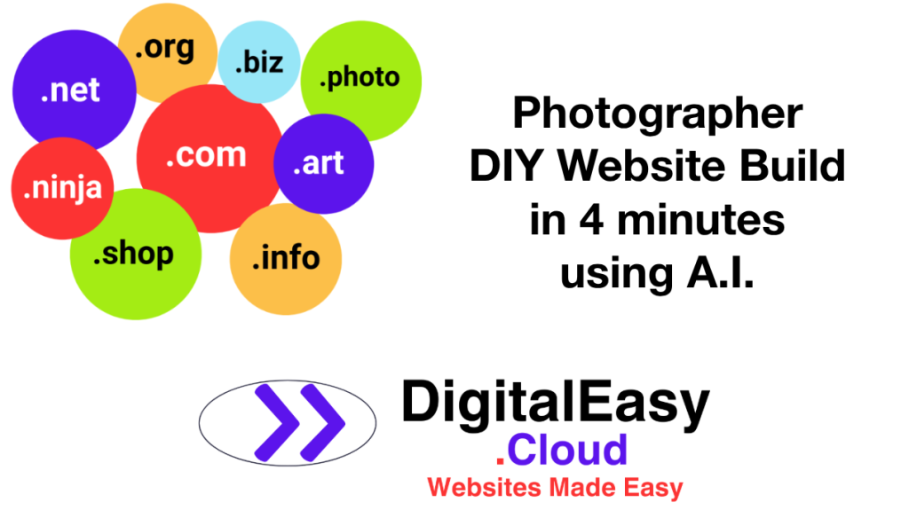 Photographer DIY Website Build in 4 minutes using A.I.